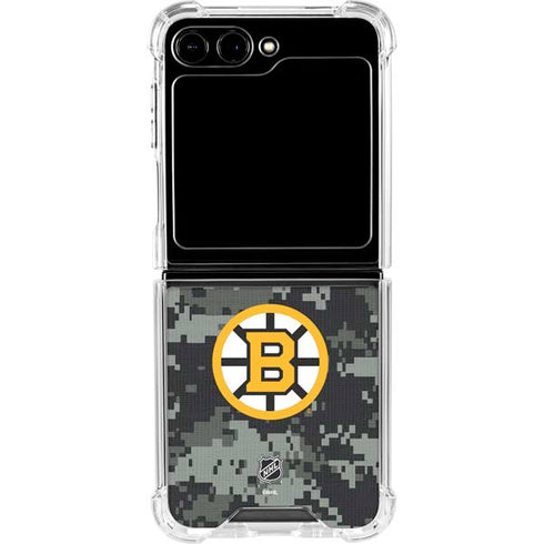 NHL Boston Bruins Camo Galaxy Z Flip6 Clear Case
